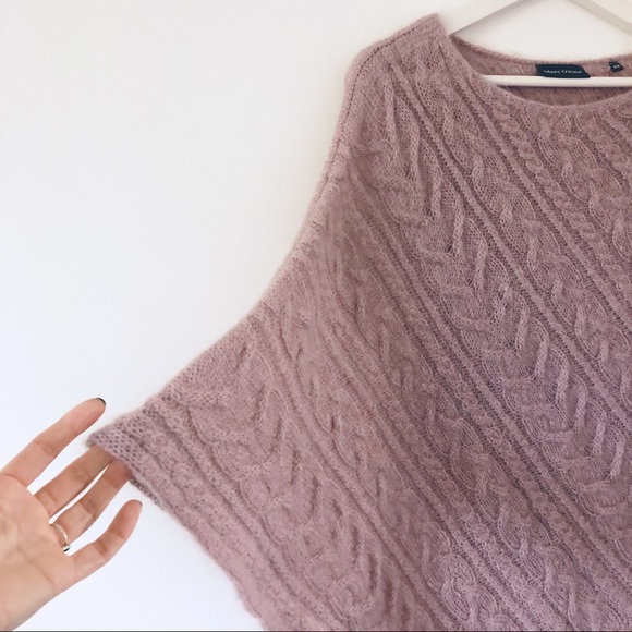 Marc O‘Polo Mohair Plaid Poncho knitted dusty rose pink Size S/M - Picture 2 of 6